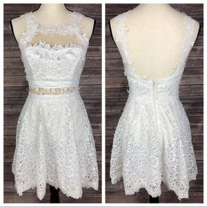 White Crochet Lace Homecoming Skater Dress